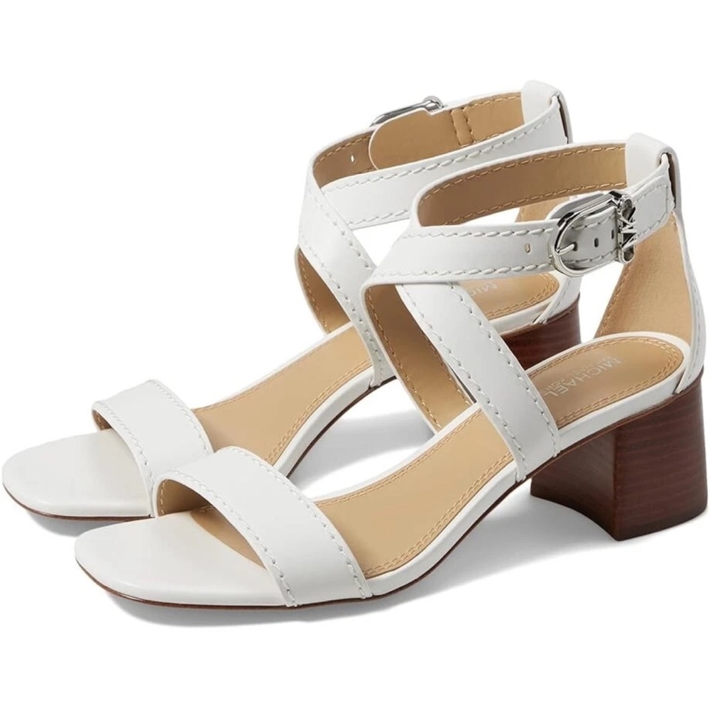 *NEW* Michael Michael Kors White Leather Ashton Sandal Size 7 A26 - Picture 1 of 14